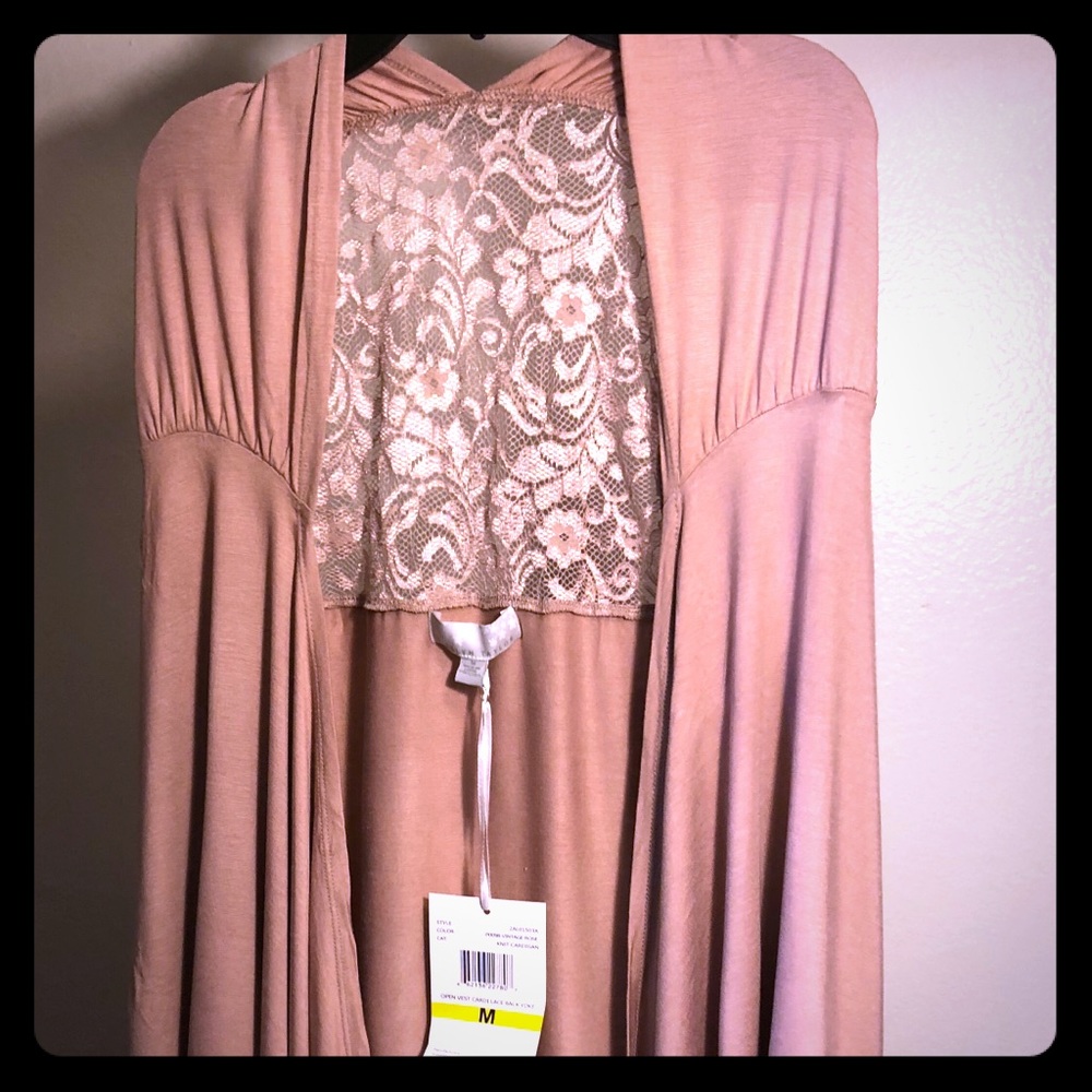 Knit Cardigan open vest lace back